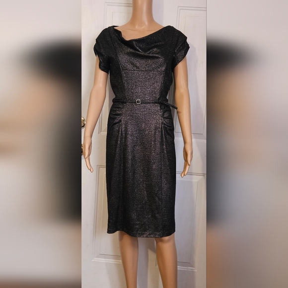 Diane von Furstenberg Black Lurex Wool Blend Ellen Marie Sheath Dress - Picture 3 of 7